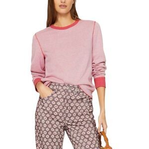 Re/Done Red Waffle Long Sleeve Crewneck Top S